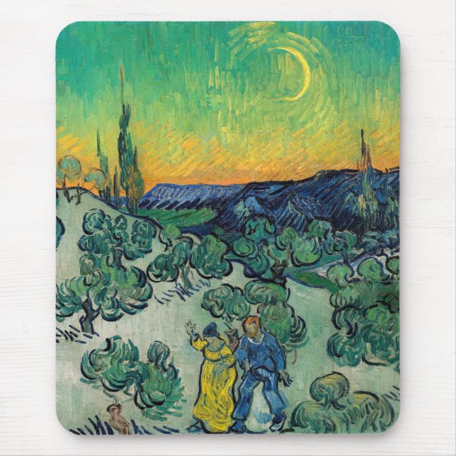 Mousepad Vincent van Gogh - Paisagem lunática com Casal (Frente)