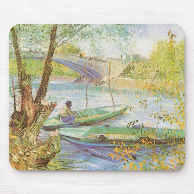 Mousepad Vincent van Gogh Pescando na Primavera, Pont de Cl (Frente)