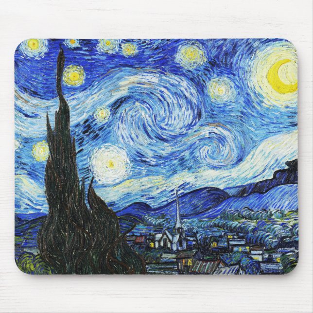 Mousepad Vincent Van Gogh, pintura A Noite Estrelada (Frente)