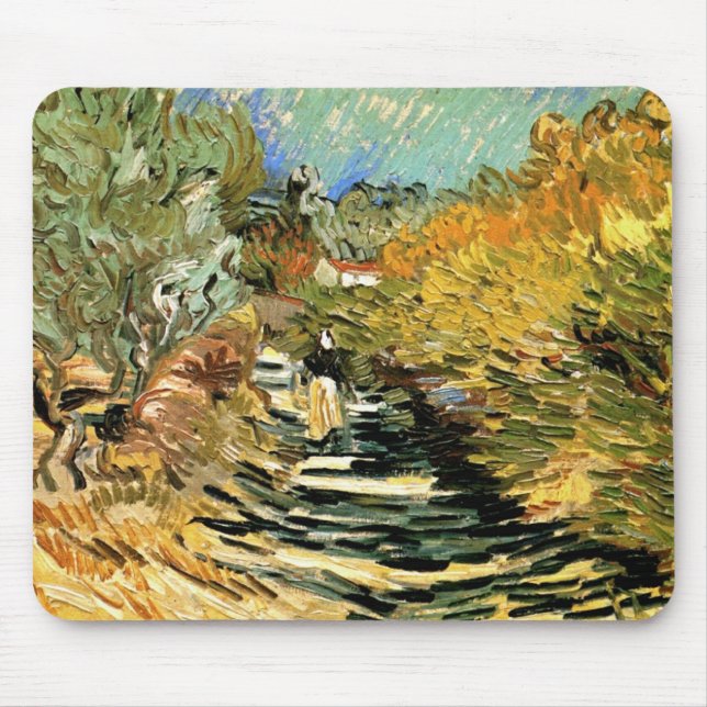 Mousepad Vincent van Gogh Road em Santo-Remy, figura femini (Frente)