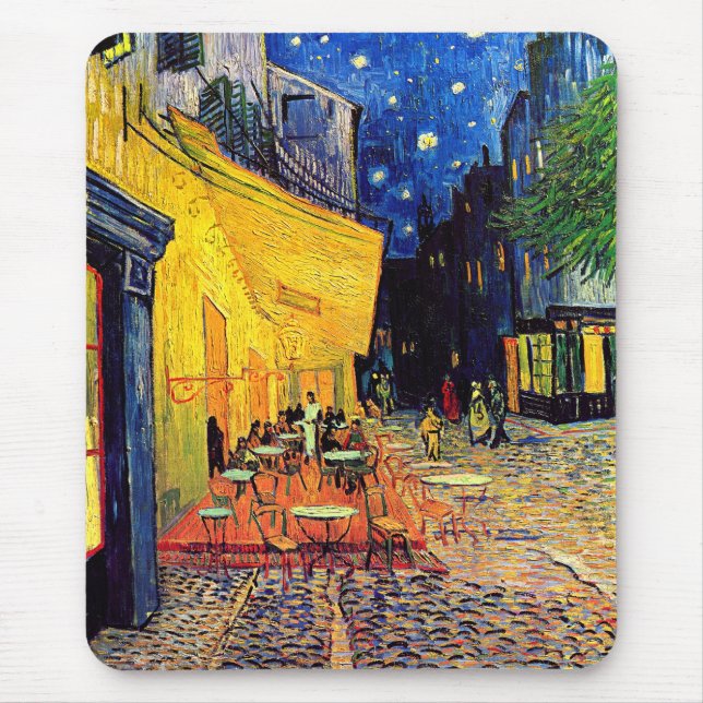 Mousepad Vincent van Gogh - terraço do café em belas artes (Frente)