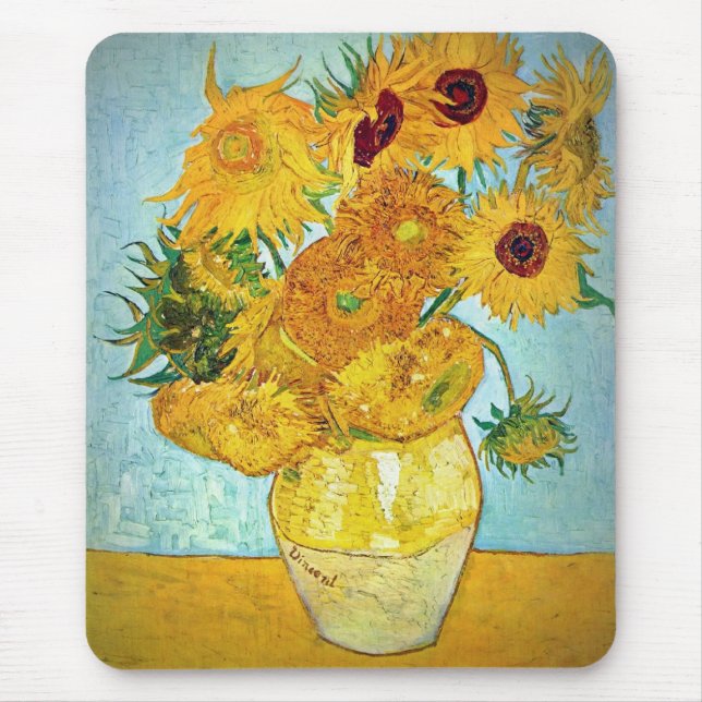 Mousepad Vincent van Gogh - vaso com 12 girassóis (Frente)