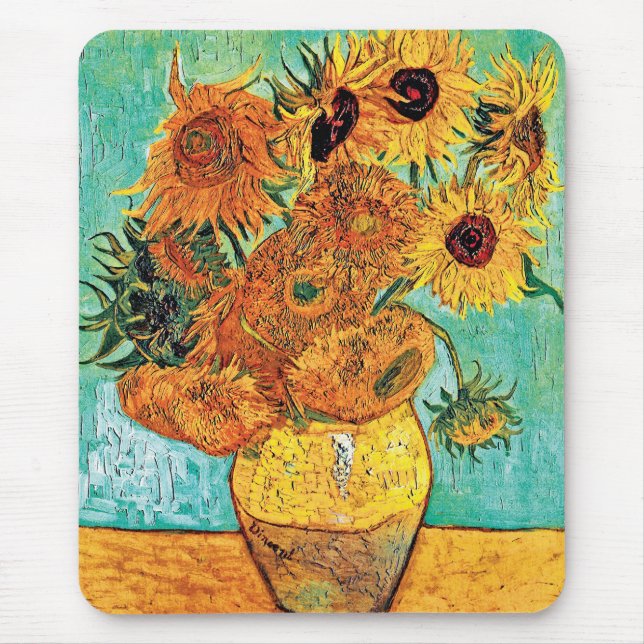 Mousepad Vincent Van Gogh - Vaso Com Doze Girassóis (Frente)
