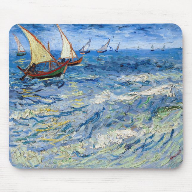 Mousepad Vincent van Gogh - Vista marinha em Saintes-Maries (Frente)