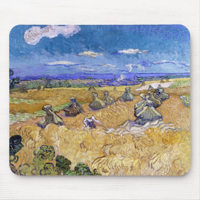 Mousepad Vincent van Gogh - Wheat Stacks with Reapers (Frente)