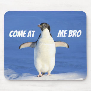 Mousepad Vindo em mim pinguim engraçado de Bro Meme