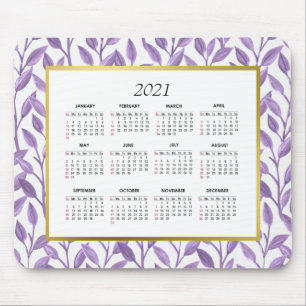 Mousepad Vinhas Douradas e púrpura  Calendário 2021