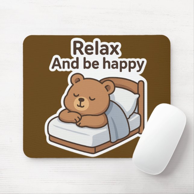 Mousepad Vinheta de Urso Sonolento Bonito (Com mouse)