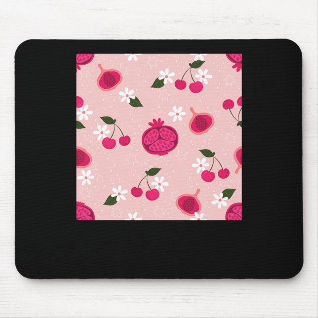 Mousepad Vinheta-margarida de Fruta de Pomegranato rosa (Frente)
