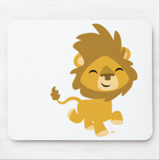 Mousepad Vinheta redonda de Leão de Cartoon Feliz