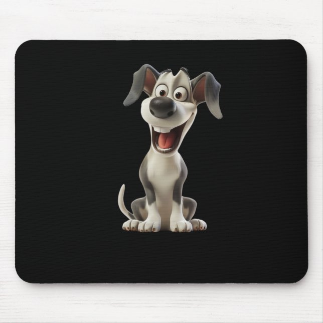 Mousepad Vinheta Smiley Dog (fundo preto) (Frente)