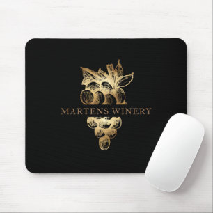 Mousepad vinho de vinificação negócios uvas de ouro monogra