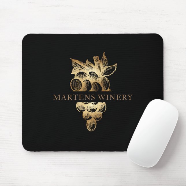 Mousepad vinho de vinificação negócios uvas de ouro monogra (Com mouse)