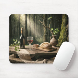 Mousepad Vinho E Pão Na Floresta De Verão