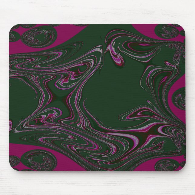 Mousepad Vinho Fractal no Suporte Verde do Mouse (Frente)