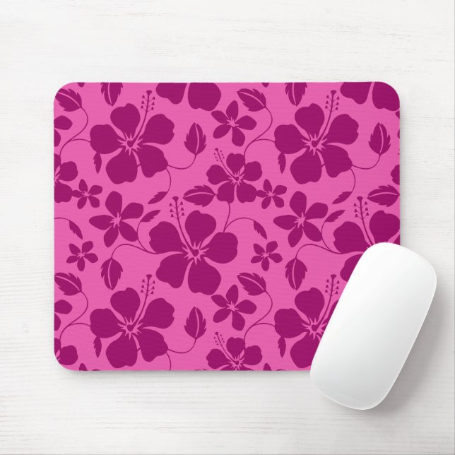 MOUSEPAD VINHO TINTO BURGUINHÊS COM HULA HAVAIANO (HIBÍSCUS (Com mouse)