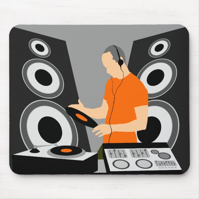 Mousepad Vinil de giro do DJ em plataformas (Frente)