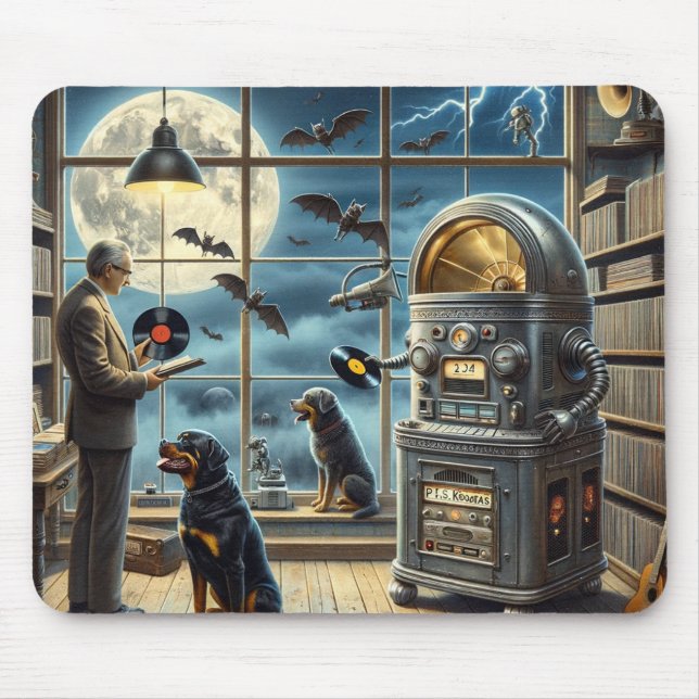 Mousepad Vinil surrealista, rottweiler  (Frente)
