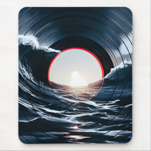 Mousepad Vinil Vintage Onda Surf Oceano Música Retro