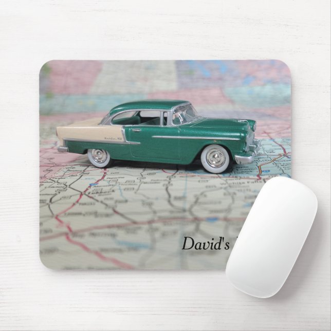 Mousepad Vintage 1955 Carro no Mapa (Com mouse)