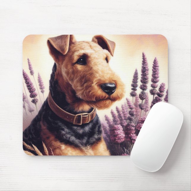 Mousepad Vintage Airedale Terrier Painting (Com mouse)