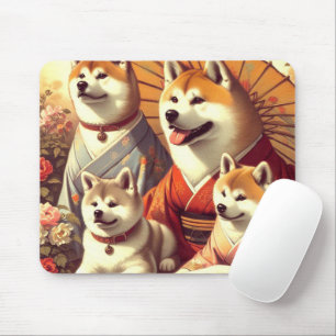 Mousepad Vintage Akita Dog Painting