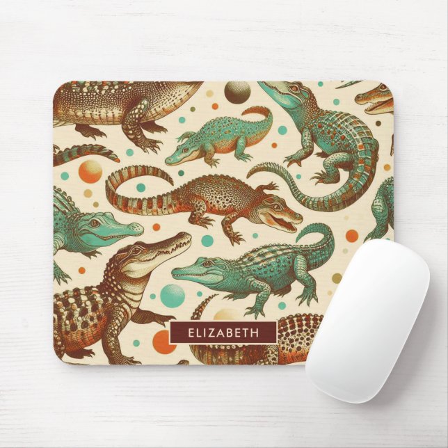 Mousepad Vintage Alligator Seamlees (Com mouse)