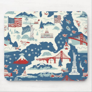 Mousepad Vintage American Landmark Pattern (2)