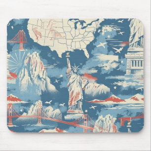 Mousepad Vintage American Landmark Pattern - Liberty, EUA
