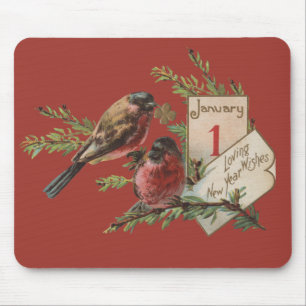 Mousepad Vintage Anos novos Aves