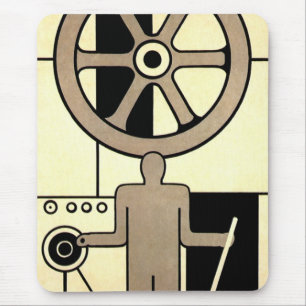 Mousepad Vintage Art Deco Business Wheel and Machine Worker
