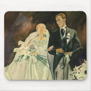 Mousepad Vintage Art Deco Casamento Noiva e Groom Newlyweds