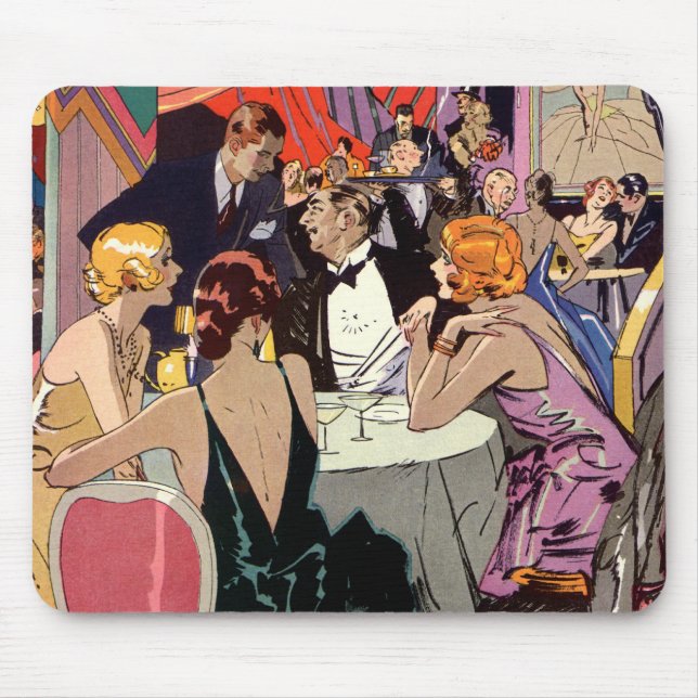 Mousepad Vintage Art Deco Cocktail Party no Nightclub (Frente)