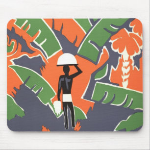Mousepad Vintage Art Deco Viagem, Nativo na Selva Africana