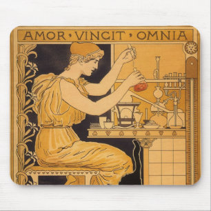 Mousepad Vintage Art Nouveau, Love Conquista Todos Os Cient