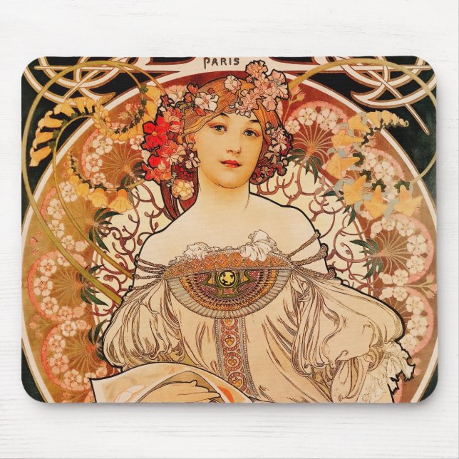 Mousepad Vintage Art Nouveau Mucha (Frente)
