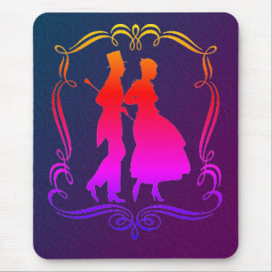 Mousepad Vintage Art Silhouette Elegante Homem E Mulher