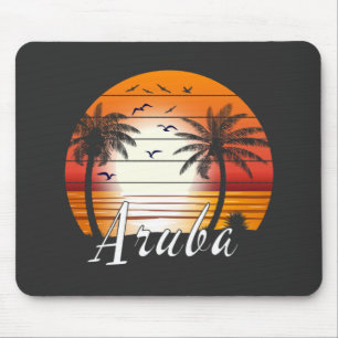 Mousepad Vintage Aruba Palm Trees Summer Beach