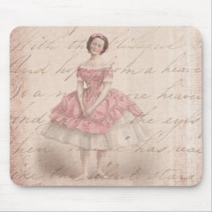 Mousepad Vintage Ballerina Girl in a Pink Tutu