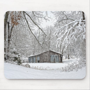Mousepad Vintage Barn in Fresh Snow - Tennessee rural