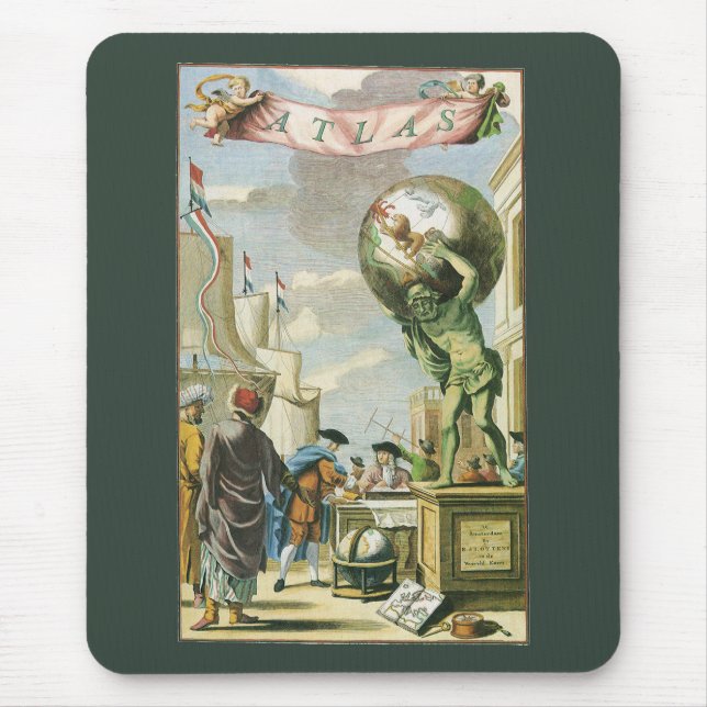 Mousepad Vintage Barroco Era Atlas Frontispece Mundo (Frente)