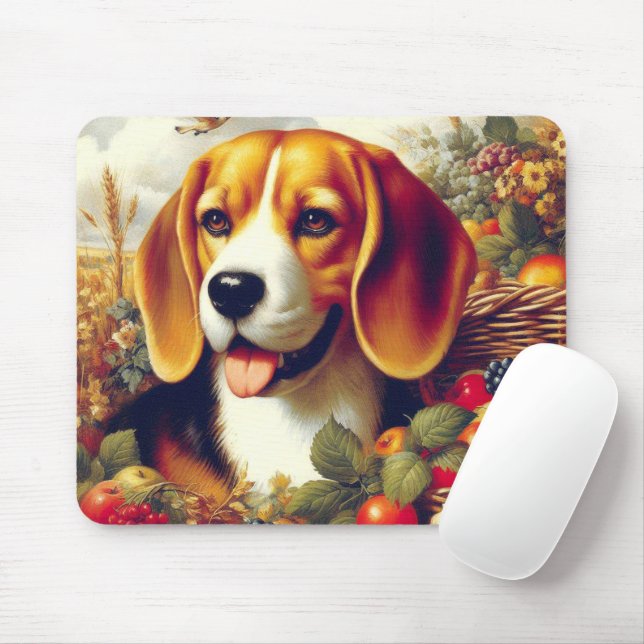 Mousepad Vintage Beagle Puppy Painting (Com mouse)
