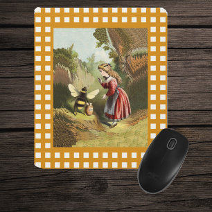 Mousepad Vintage Bee Little Girl Honey Pote