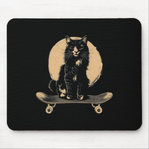 Mousepad Vintage Black Cat Skateboard Funny Skateboard C