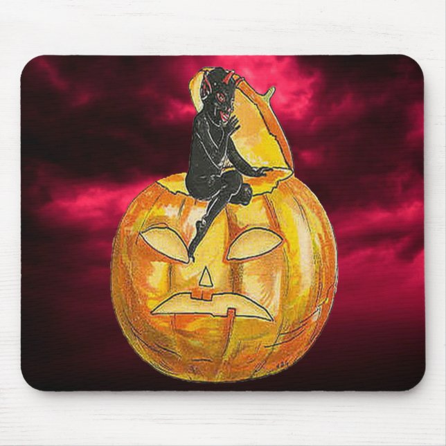 Mousepad Vintage Black Devil on Jack o' Lanterna (Frente)