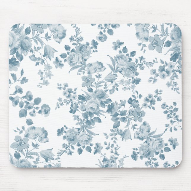 Mousepad Vintage Blue Bohemian elegant floral (Frente)