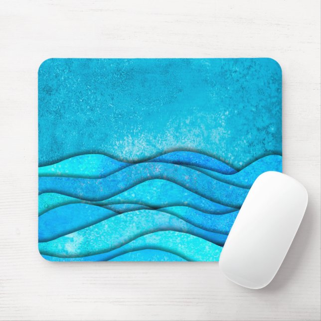 Mousepad Vintage Blue Ocean Waves (Com mouse)