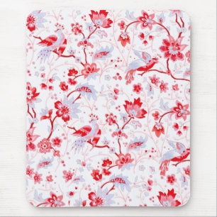 Mousepad Vintage Blue Pink Folk Floral