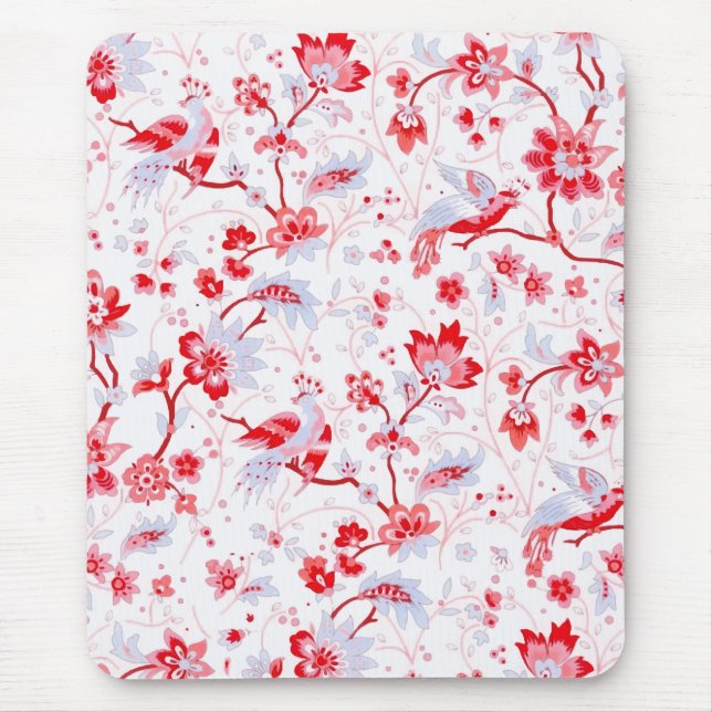Mousepad Vintage Blue Pink Folk Floral (Frente)