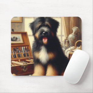 Mousepad Vintage Briard Dog Painting